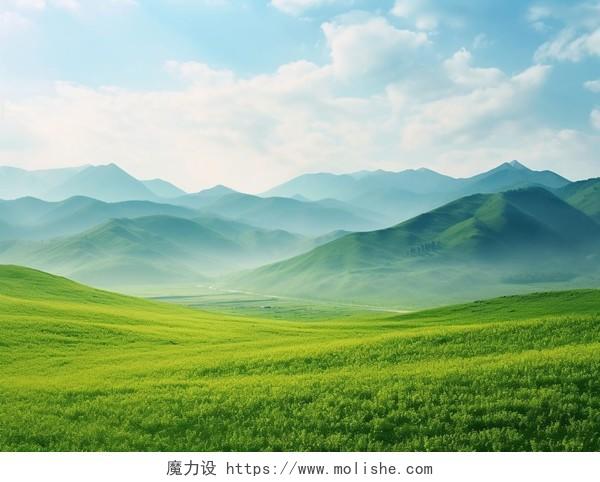 绿色草地山春天清新风景美丽的大自然青草植物